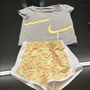Nike Gray Tee and Yellow Patterned Shorts Set